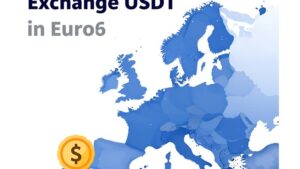 Символическая иллюстрация процесса выгодного обмена криптовалюты USDT на наличные евро в Европе от Все Обмен